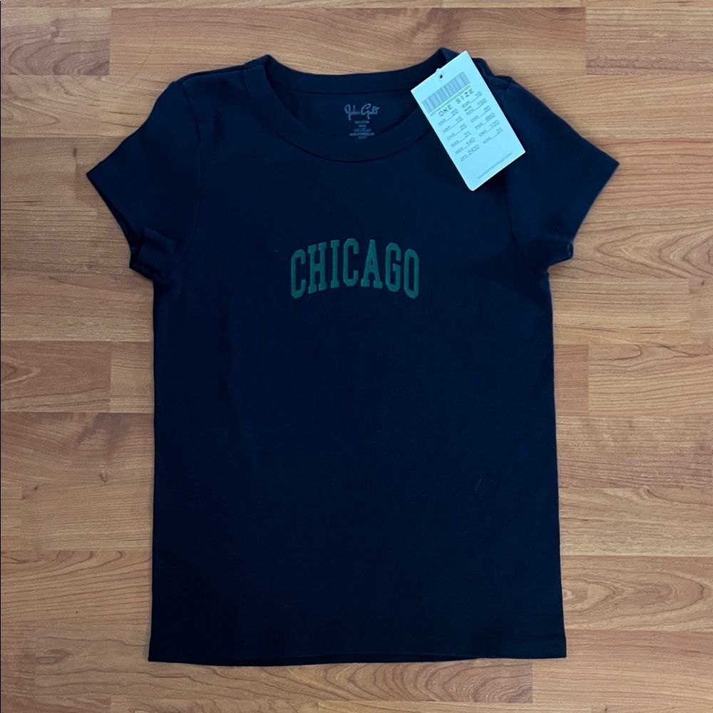 Brandy Melville Black Tee with Green Print
